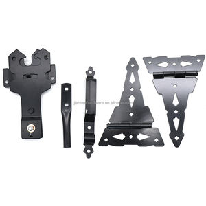 Kit de quincaillerie <span class=keywords><strong>pour</strong></span> clôture en bois robuste, charnières noires, personnalisable, ensembles de quincaillerie <span class=keywords><strong>pour</strong></span> portail avec loquet et poignée - Product Image 4