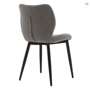 Sillón de comedor de cuero gris oscuro ergonómico con respaldo alto nórdico de lujo, sillas de restaurante con patas de <span class=keywords><strong>metal</strong></span> - Product Image 5
