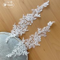 Fleurs en dentelle à bordure, paillettes 3D, accessoires de coiffure DIY, ornements pour robe de mariée, chaussures de mariage, appliques et patchs