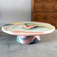 Table basse de salon ronde de 1 mètre, design moderne, peinte à la main, aux couleurs vives, dessin artistique, 2425