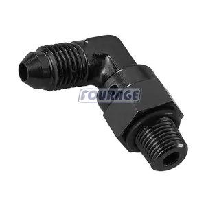 90 Degree Aluminum AN Male Flare to Metric Swivel with O Ring Fuel Line Fitting Adapter
