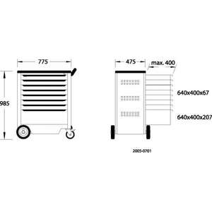 GEDORE - 2003554 Chariot à outils avec 8 tiroirs 985x875x606mm - EAN 4010886877784 ROLLING WORKSHOPS ROLLER CABINETS - Product Image 5