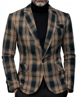 Veste ajustée élégante à carreaux marron et noir pour homme 2026 – Qualité supérieure