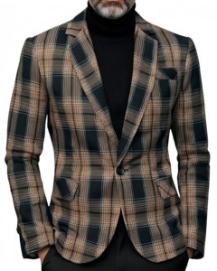 <span class=keywords><strong>Veste</strong></span> ajustée élégante à carreaux marron et noir pour <span class=keywords><strong>homme</strong></span> 2026 – Qualité supérieure - Product Image 1