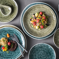 Vaisselle en céramique pour hôtel restaurant banquet Assiettes de service plates rondes en porcelaine Ensembles d'assiettes Vaisselle