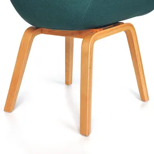 현대적인 디자인 검은 녹색 몰드 폼 덮개를 씌운 레저 팔 의자 곡선 쉘 유선형 안락 의자 벤트 우드 다리