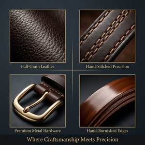 <span class=keywords><strong>Cintura</strong></span> da <span class=keywords><strong>Uomo</strong></span> di Lusso Business con Fibbia Automatica Regolabile e Meccanismo a Cricchetto in Vera Pelle Bovina con Logo Personalizzato dalla Fabbrica - Product Image 3