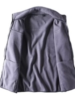 Veste polaire douce à fermeture éclair pour hommes, légère et personnalisée Veste décontractée d'extérieur d'hiver Manteau avec poches zippées