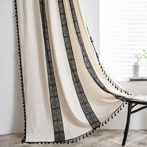 Simple classic customization exquisite American crochet plaid stitching partition curtain for living room party curtains