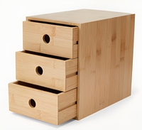 Petite commode en bambou durable à 3 tiroirs, organiseur de bureau pour fournitures de bureau, mini commode en bois pour accessoires de bureau