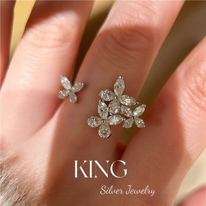 King Silver Jewelry Floral Butterfly <b>Ring</b> S925 Sterling Silver <b>Crystal</b> Rhinestone Cocktail <b>Ring</b> Women's Everyday Wear - Product Image 2