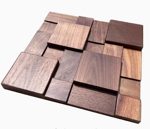 Mosaico de Madera Maciza de Nogal Negro, Arte Moderno en 3D, Panel de Pared de Mosaico de Madera, Paneles de Madera, Decoración de Paredes, <span class=keywords><strong>Interior</strong></span> - Product Image 1