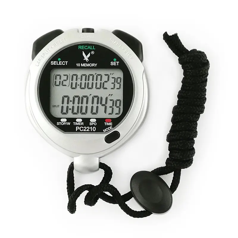 Hoge Kwaliteit Professionele 2-Row Digitale Stopwatch Sport Watch Timer 10 Ronden Sgp2210