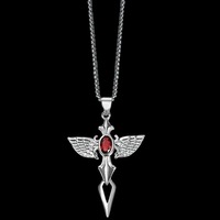 Collier tendance pour homme en acier inoxydable avec pendentif ailes d'ange et chaîne en bambou, bijou simple et polyvalent, personnalisé pour couple