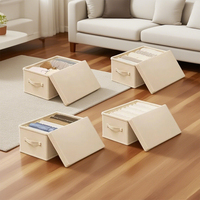Organisateur de vêtements pliable avec poignées, 0/5/7/9 compartiments, tissu non tissé, lot de 4, boîte de rangement beige pour armoire
