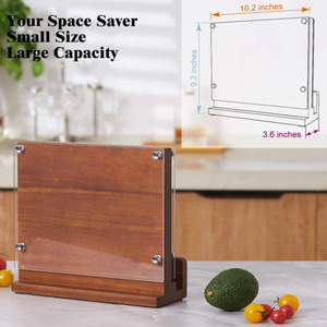 Acacia legno doppio lato coltello da cucina organizzatore universale magnetico coltello acrilico scudo parete include <span class=keywords><strong>Roll</strong></span> Bag - Product Image 5