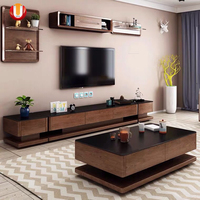 Meuble TV de luxe moderne pour salon, ensemble meuble TV et table basse avec tiroirs de rangement, vente chaude à Foshan
