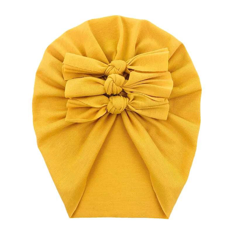 Wholesale big bow knot waffle fabric baby turban headband for mother and me baby fall hats hair accessories