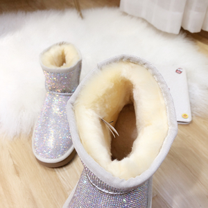 Fashion Winter New Warm Faux Fur Bling Bling Ankle Shiny Rhinestone Snow <strong>Sparkly</strong> <strong>Boots</strong> Pink - Product Image 6
