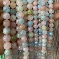 Perles de pierre lisse AAA Morgan, pierres rondes naturelles de beryl pour la fabrication de bijoux DIY, 15 mm, collier, bracelet, breloques, accessoires