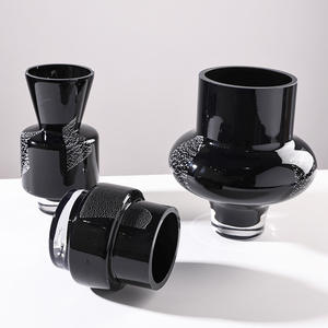 Ensemble de vases à fleurs en verre noir de style moderne, vase à fleurs hydroponique de bureau - Product Image 4