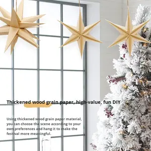 Décoration suspendue <span class=keywords><strong>en</strong></span> bois grainé personnalisée par le fabricant, étoile 3D, décoration de cadeau chinoise, décoration suspendue pour amis et famille - Product Image 2
