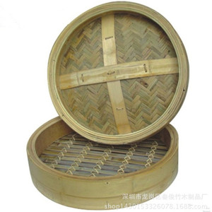 Bamboo <b>Steamer</b> With Stainless Steel Edges And Handle 20cm Eco Friendly For Steamed Buns Dumplings Xiaolongbao - Product Image 1