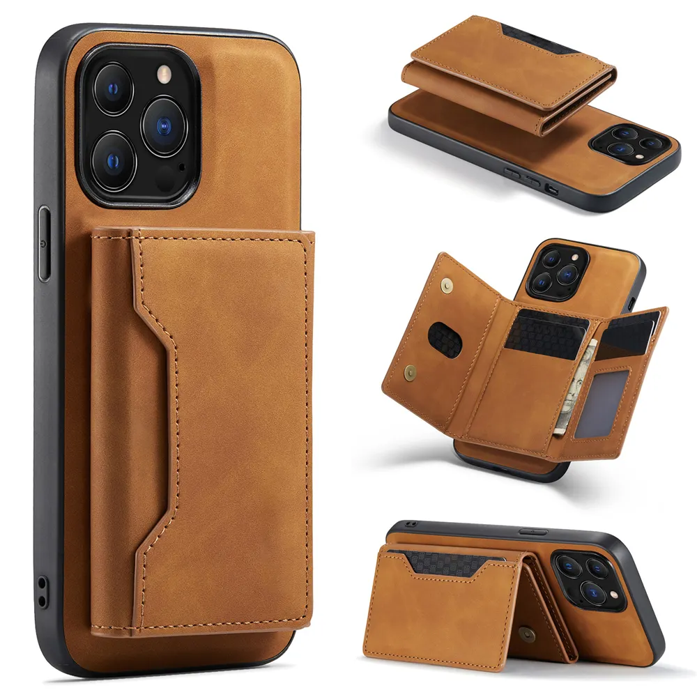 2 In 1 Detachable Magnetic Leather Case for iPhone 14 13 12 11 Pro Max Xs XR 7 8 Plus Se 2020 Wallet Cover Cards Holder Pocket