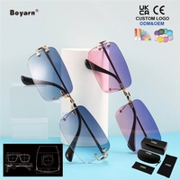 Lunettes de soleil rectangulaires bleues Boyarn sans monture pour hommes et femmes, avec verres dégradés, style mode carré, sans cadre