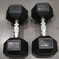 Ensemble d'haltères hexagonales en fonte avec revêtement en caoutchouc noir pour la musculation à domicile et en salle de sport