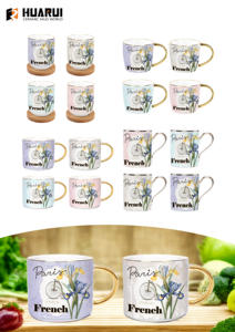 Tasse souvenir personnalisée écologique en porcelaine française <span class=keywords><strong>Paris</strong></span> cadeau touristique conception florale eau café lait tasse avec poignée en <span class=keywords><strong>or</strong></span> - Product Image 6