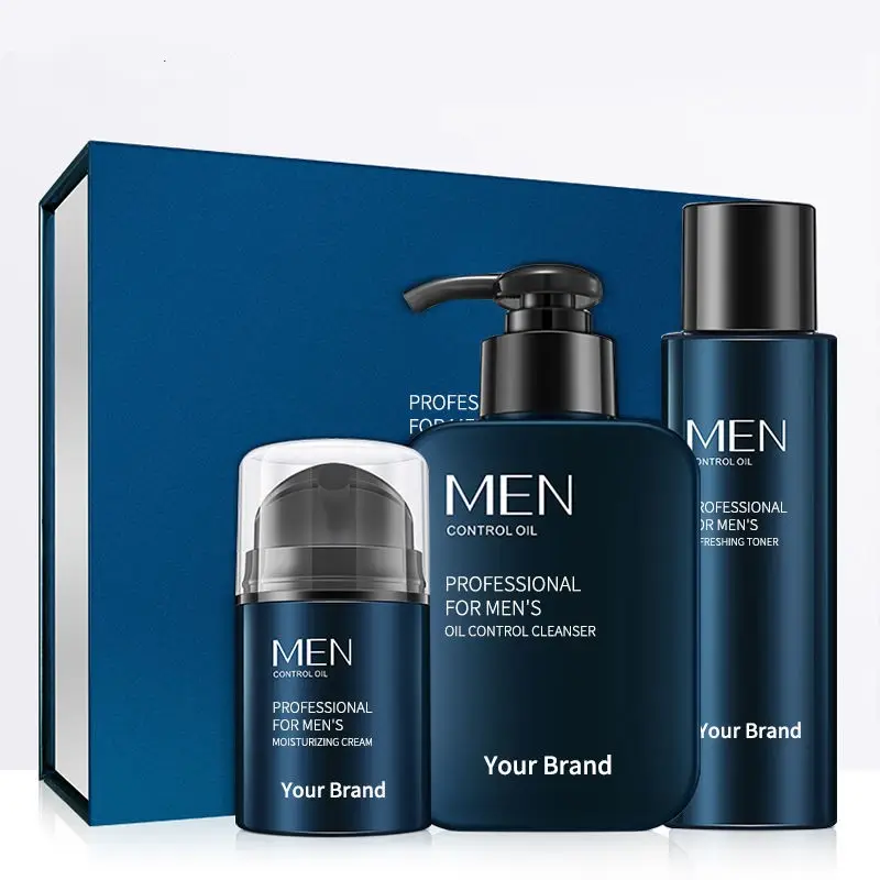 Custom Men'S Skin Care Kit Face Cleaning Facial Cleanser Acne Treatment Blackhead Remover Hydrating Face Mask Men Skincare Set