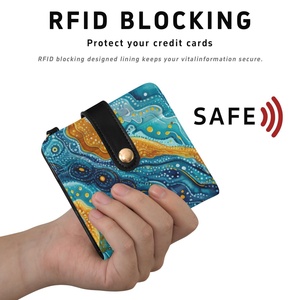 Petit portefeuille fin et portable pour cartes de crédit et cartes d'identité en PVC, avec fermeture éclair, imprimé tribal polynésien, rabat magnétique, en cuir PU, portefeuille court - Product Image 5