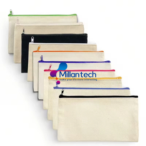 Millan Sublimation Blanks Tote Bags Zipper Bag Reusable Grocery DIY Heat Transfer Cotton Cosmetic Makeup Bags for Craft Gift
