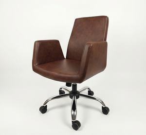 Chaise de bureau ergonomique moderne Wayon en cuir PU avec accoudoirs réglables, dossier solide, réglage par poignée, base en acier et design pivotant - Product Image 5