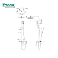 Frascio Qualité Luxe Laiton Doré Mitigeur de Douche Thermostatique Effet Pluie Ensemble Système de Douche et Bain