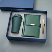 Ensemble de carnet de notes avec boîte cadeau, couverture rigide, logo personnalisé, sangle en cuir PU, journal d'affaires, carnet de notes de bureau