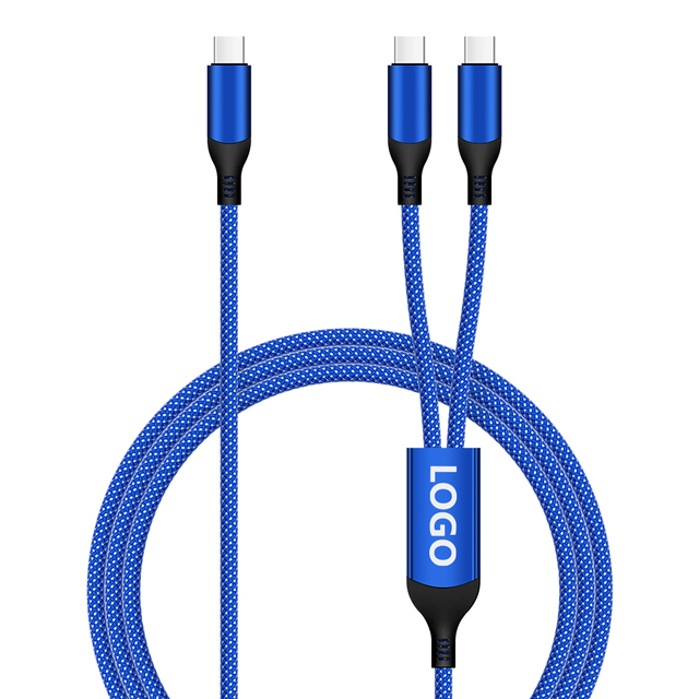 100W 5A Dual USB-C to USB-C Fast Charging Cable with Nylon Braided PVC Jacket and Pure Copper Conductor
