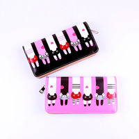 Dompet Kartun Trendi Gaya Instagram Wanita Modis Panjang Gaya Korea Pola Cetak Kulit PU Motif Kucing Lucu
