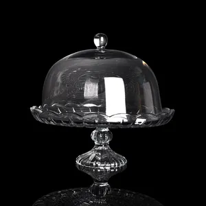 Wholesale Manufacturer Wholesale Household Clear Handmade Crystal Stem Glass Dome Cake Cover Cake Stand