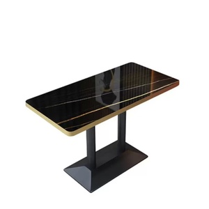 Conjunto de Mesa de Comedor Moderna y Sillas con Respaldo de Escalera, Asientos Redondos de Cuero con Pedestal para Restaurante, Cafetería, Salón - Product Image 5
