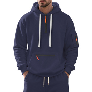 跨境外贸欧美秋冬男士厚重抓绒内衬套头连帽运动休闲外套 - Product Image 2