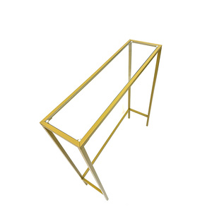 Mesa de consola estrecha dorada moderna, mesa auxiliar pequeña de vidrio templado para comedor, entrada, sala de estar, pasillo o dormitorio - Product Image 3