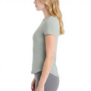 T-shirt en coton à col rond pour femme, manches courtes, décontracté, uni, qualité supérieure, personnalisable avec logo, OEM ODM - Product Image 6