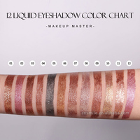 Lady Girl Makeup Wholesale Fashion New High Pigment Vegan Quick-drying 12 Color Logo Custom Shimmer Liquid Eye Shadow Daily