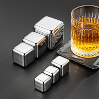 Pierres à glace réutilisables en acier inoxydable 304, cubes de glace métalliques, pierres réfrigérantes pour vin, bière, boissons, accessoires de bar