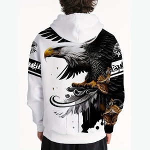 Moletom Esportivo com Capuz Design de Águia Impressão 3D Gola Redonda 100% Poliéster Manga Longa para Homens - Product Image 2
