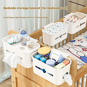 Organisateur de couches suspendu pour berceau de bébé, sans perçage, en PP, grande capacité avec couvercle, rangement suspendu pour chambre de bébé - Product Image 3