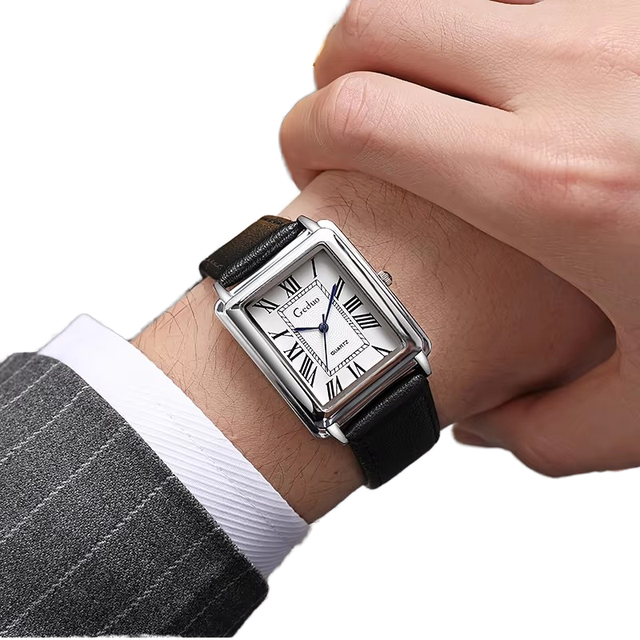 SYN New Fashion Rectangle Quartz Dial Wristwatch for Men Casual Leather Strap Luxury Business Sport Relogio Masculino Alloy Case