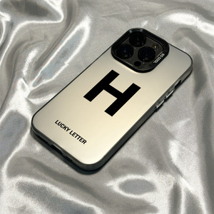 <strong>Y</strong> Black Lucky Letter Printing Electroplated Silver Key TPU PC Mobile Phone Case for <strong>Iphone</strong> Xr Xs 11 12 13 14 15 16 17 18 Pro Max - Product Image 2